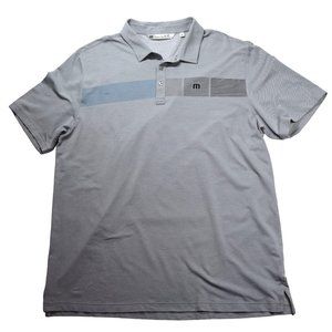 Travis Mathew Golf Polo Size XXL Gray Striped Embroidered Performance Athletic